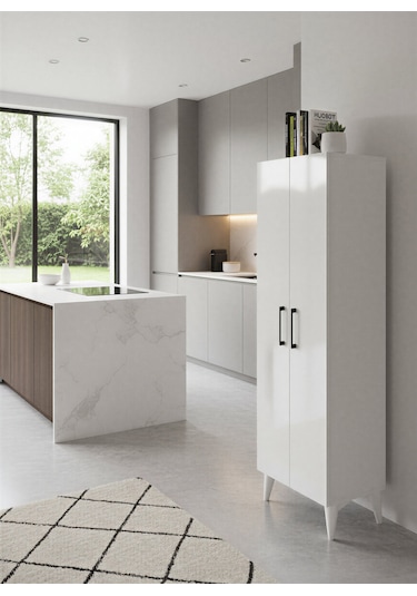 Aruat 6 Raf'lı Mutfak & Banyo Çok Amaçlı Kulanılabilen Kapaklı Dolap Beyaz