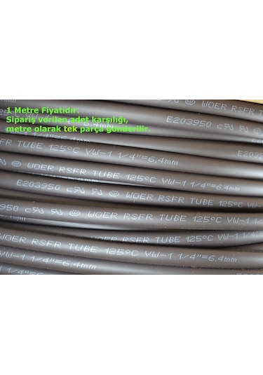 1 Metre 6,4mm Siyah Isı İle Daralan Makaron Kablo Izolasyon