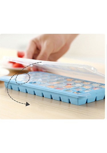 Suofeng Ev Ve Bar Kullanıma Silikon Buzluk, 24 Hücreli Kapaklı Buz Kalıbı, Mavi Renkli Dayanıklı Buz Kutusu Çok Renkli