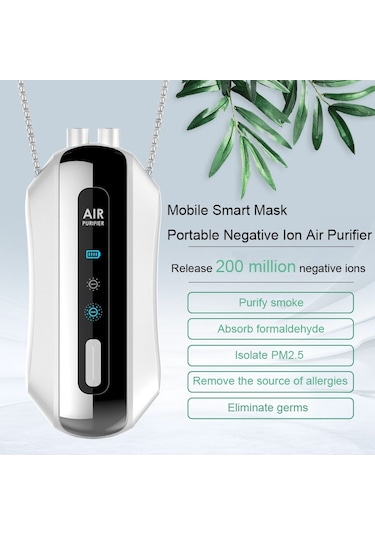 Sones Taşınabilir Negatif İyon Hava Temizleyici Ev Askılı Boyun Temizleyici, Stil: Zincir Stili Siyah