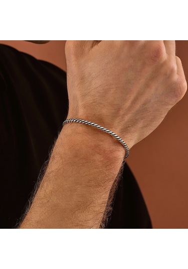 925 Ayar Gümüş Burma Unısex Kelepçe Bileklik Gümüş