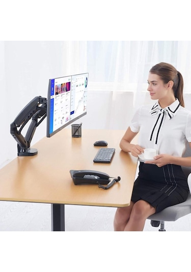 Vontech F160 Amortisörlü Çiftli 17-27'' Masa Üstü Monitör Tutucu