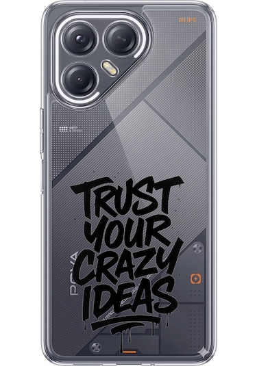 Tecno Pova 7 Ultra 5g Uyumlu Crazy Trust Baskılı Silikon Kılıf Renkli