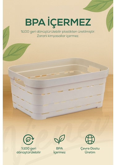 Vienev 6'lı 3,8 Litre Delikli Saklama Kutusu Beyaz Beyaz