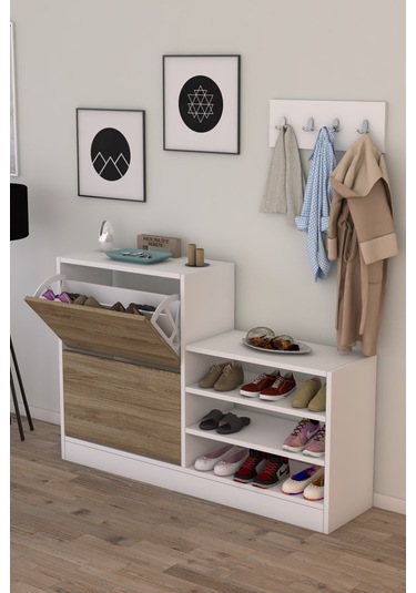 Anatolia 2 Kapak Kayar Raflı Ayakkabılık Çam Çam