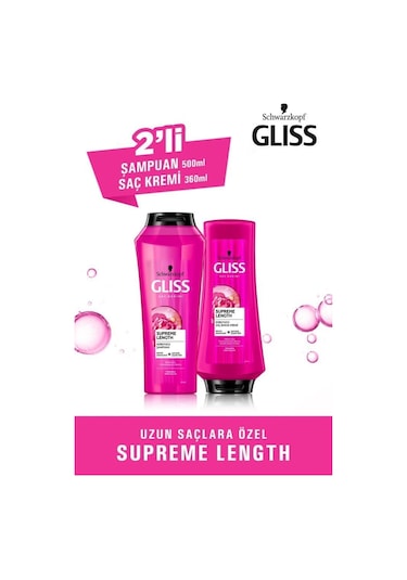 Gliss Supreme Length Şampuan 500 ML + Saç Kremi 360 ML