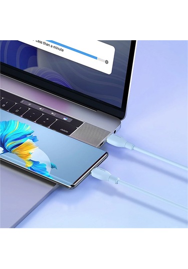 Baseus Pudding Type-C To Type-C 100 W Hızlı Şarj Kablosu 1.2 M. Mavi