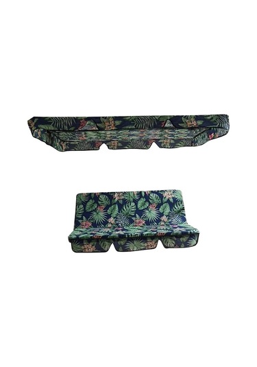 Süngersiz Salıncak Minder Seti Tenteli Bahçe Minderi 2 Kişilik Süngersiz Yeşil Yaprak Yeşil