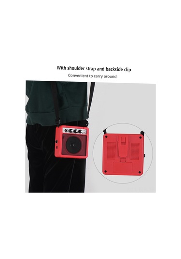 Xindoker 5w Taşınabilir Gitar Amfi, Overdrive Fonksiyonu, Ses Ayar Kontrolleri, Askı Şeridiyle Kırmızı Pil Dahil Değil