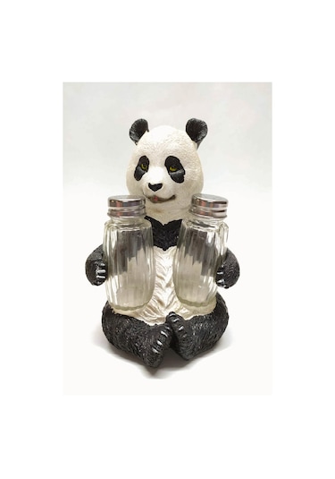 Sevimli Panda Tasarım Dekoratif Büyük Tuzluk Biblo Renkli
