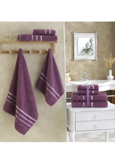 Banyo Havlu Seti 4 Lü Bale Mürdüm