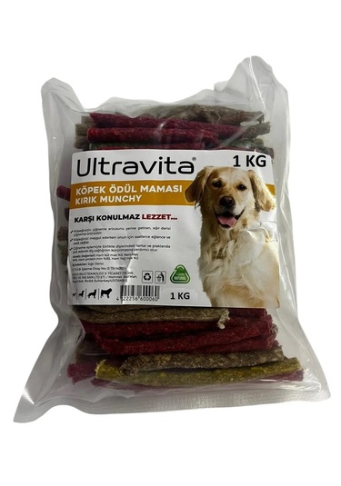 Ultravita Atıştırmalık Renkli Kırık Munchy Çubuk Köpek Ödül Maması 1 KG