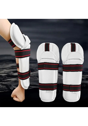 Reedark Genç Ve Yetişkinler İçin Kalınlastırılmış Pu+eva Malzeme, Ayarlanabilir Kayışlı Taekwondo, Karate, Boksa Koruyucu Kolluk Beden Boyu 156-175 Cm İçin L Boyutu Beyaz