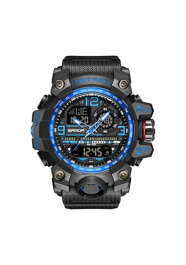 Sanda 3133 Erkek Spor Elektronik Saati Siyah Mavi