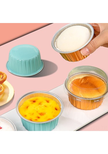 Yuntech01 Renkli Kapaklı Alüminyum Folyo Kase - Hava Fritözü Ve Fırın İçin Tek Kullanımlık/tekrar Kullanıma Uygun, Pembe, 100 Adet