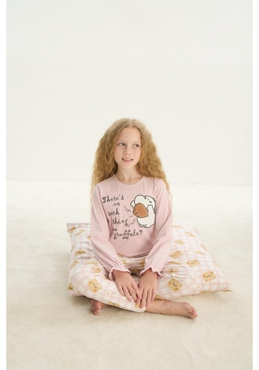 Kız Çocuk Uzun Kol Pembe Pijama Takım C9t5n7o8 001