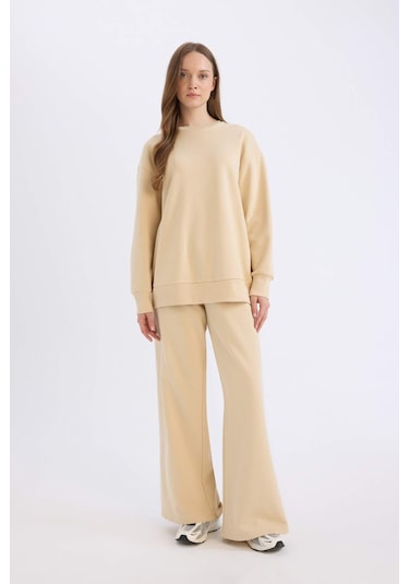 DeFacto Straight Fit Kalın Eşofman Altı Basic Düz Beli Lastikli Geniş Bol Paça E4979AX24WNBG754 Bej DeFacto Straight Fit Kalın Eşofman Altı Basic Düz Beli Lastikli Geniş Bol Paça E4979AX24WNBG754 Bej