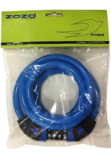 Zozo 12x1800 MM Şifreli Bisiklet Kilidi Mavi Siyah