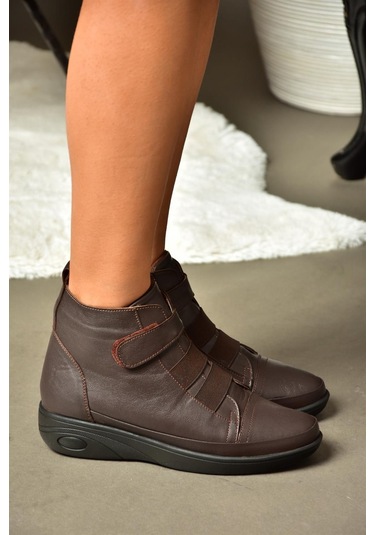 Fox Shoes R555001103 Kahverengi Hakiki Deri Comfort Ortopedik Taban Kadın Bot Kahverengi-hakiki Deri Kahverengi