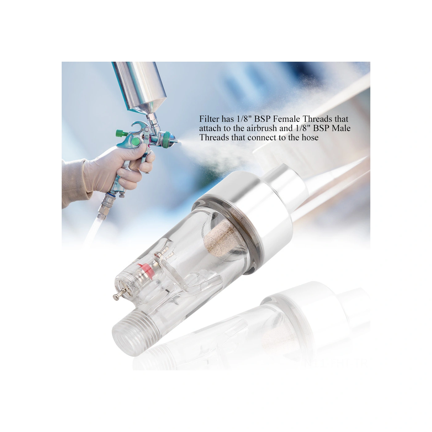 Hangfox 1/8" Bsp Mini Hava Filtresi - Pistol Kolu Tipi Yağ-su Ayırıcı, 5 Mikron Filtre Elemanı İle Temiz Ve Kuru Hava Sağlar, Sprey Fırçalarını Nem Hasarından Korur