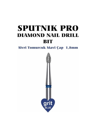 Elmas Sivri Tomurcuk Freze Mavi Çap 1,8mm