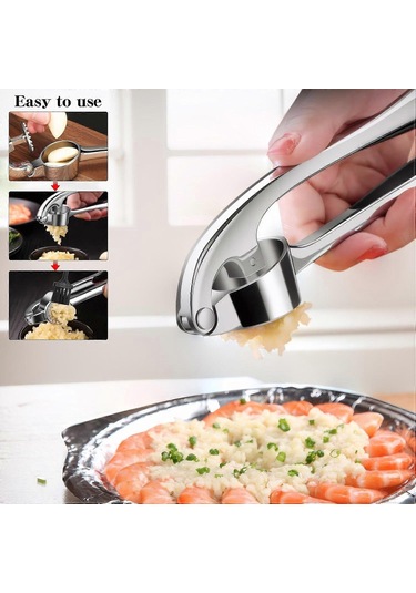 Sarımsak Presi, Ekstra Güçlü Ve Dayanıklı Sarımsak Doğrayıcı, Zencefil Ezici, Sarımsak Kesici, Soyucu Ve Temizleme Fırçası İle Sarımsak Presi, Mutfak Gereçleri Ea Siyah