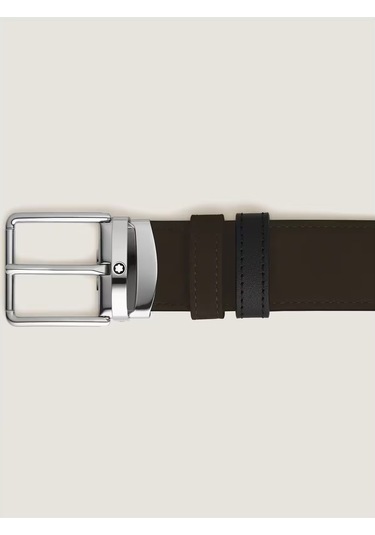 Montblanc Everyday Kahverengi - Siyah 35 Mm Çift Taraflı Deri Kem