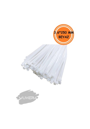 Wuvera 100 Adet Plastik Cırt Kelepçe Kablo Bağı Pratik Ve Çözüm Dayanıklı 3,6 250mm 100 Adet - Beyaz