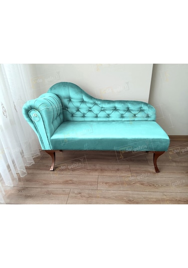 Ters Kol Dekoratif Bihter Koltuk Josefin Puf 120 Cm Ceviz Ayak Pembe