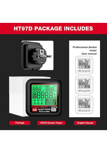 Vkemall Priz Habotest Ht97d Dijital Soket Test Cihazı Voltaj Testi Ab Fiş Soket Dedektörü Akı