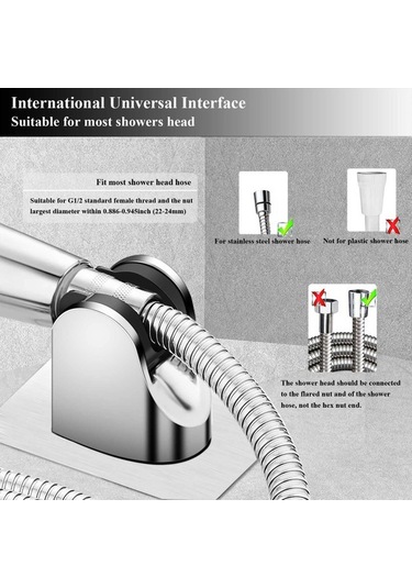 Primepickings F Güçlü Yapışkanlı Duş Tutucu, El Duş Başlığı Için Purehome Kendinden Yapışkanlı Duvara Mo 2 Katlı Gri