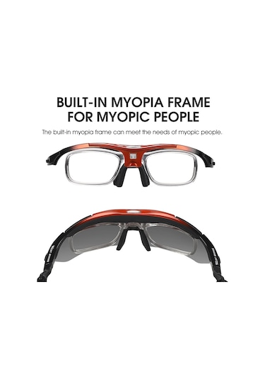 West Bıkıng Yp0703142 Polarize Spor Güneş Gözlüğü 5 Lensli Bisiklet Dağ Bisikleti Güneş Gözlüğü - Siyah+turuncu