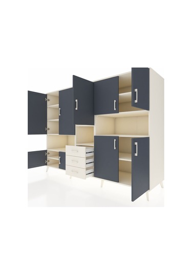 Kronos Dolap 13 Raflı 3 Çekmeceli 9 Kapaklı 220x59x163 Aytaşı-ant Aytaşı-antrasit/aytaşı