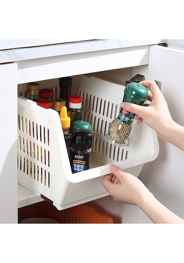 Ranyeek Mutfak Sebze Meyve Depolama Rafı - Çok Katlı Fonksiyonel Evcil Çeşitli Eşya Saklama Sepeti Küçük Boy, Aprikot Rengi Diğer