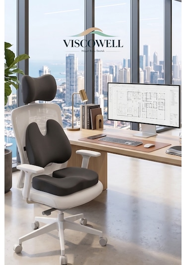 Visco 3'lü Set Ortopedik Yastık Seti Bel, Boyun Ve Kalça Desteği Ergonomik Minderi