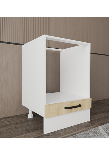 Napoli Alt Dolap Ayaklı Çekmece Modül Dolap 60 Cm Safir Meşe - Beyaz