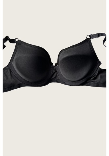 Siyah-ten 2li Mikro Kumaş Push Up Dolgulu Balenli Günlük Destekli Sütyen Görsel