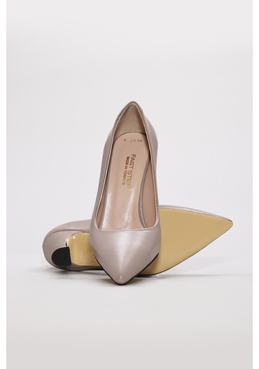 Hakiki Deri Kadın İnce Topuk Ayakkabı 215za2418 Vizon