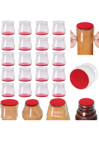 Neevoyu 16 Adet Silikon Masa Sandalye Ayak Koruması - Zıplama Olmayan, Zemin Ve Mobilyayı Korumak İçin Şeffaf Ayak Kılıfları