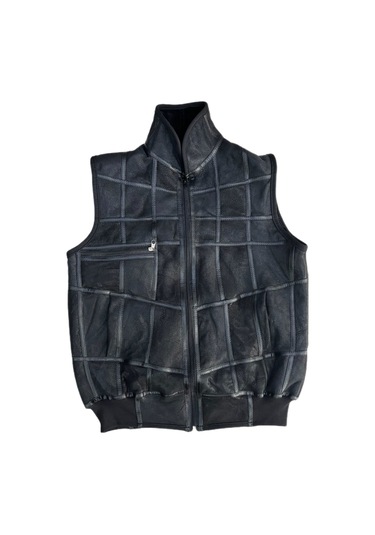 Patchwork Içi Kürk-Dışı Süet Hakikideri Yakalı Trikodetaylı Yelek