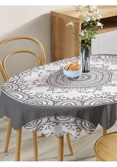 Joyarty Oval Masa İçin Masa Örtüsü "ajurlu Daireler" 140 110 Cm 421594240 Beyaz