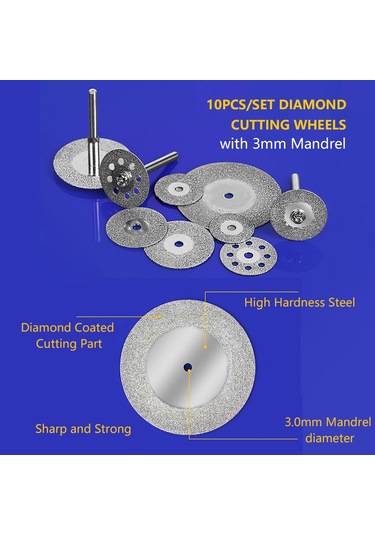 Xindoker 10'lu Pervane Taş Kesim Disk Seti: 3'ü Delikli + 7'si Deliksiz 16-40mm Çap 3mm Pervane Çapı Ve Saklama Kutusu