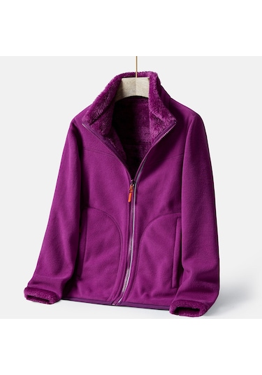 Snapbuy Çift Taraflı Fermuarlı Kadın Polar Üst Koyu Mor