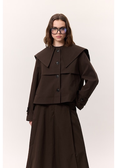 Cep Detaylı Geniş Etek Kahverengi Kahverengi