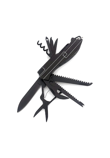 Valkyrie 11 Fonksiyonlu Kamp Cep Çakısı Multitool Siyah