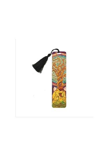 Yaşam Ağacı Baskılı, Püsküllü Kitap Ayracı Hediyelik Bookmark,ayraç-122
