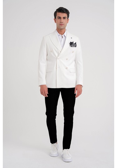 C 646 Ceket Slim Ekru Casual Ekru