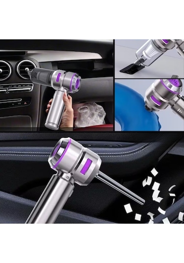 Buffer 9 Farklı Uçlu Kablosuz Şarjlı Araç İçi Süpürge Wireless Destekli, Güçlü Emiş, Taşınabilir Pratik Araç Temizley