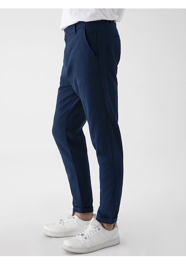 Ltb Düz Paça Keten Görünümlü Lacivert Pantolon 012254702625008 301 Lacivert
