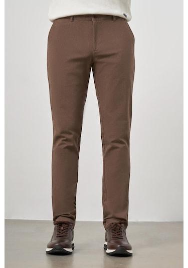 Koyu Vizon Düz Gabardin Slim Fit Casual Pantolon 1003245102 Koyu Vizon